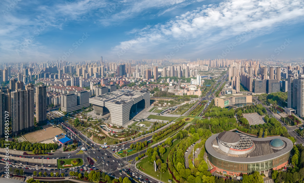 Aerial photography Changzhou architectural landscape skyline