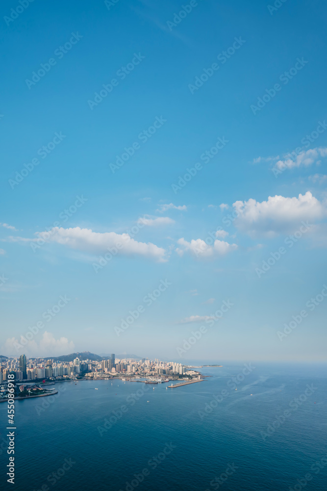 Aerial photography of Qingdao Fushan Bay architectural landscape skyline