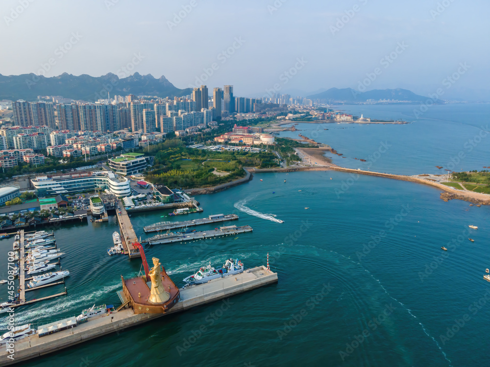 Aerial photography of Qingdao coastline scenery