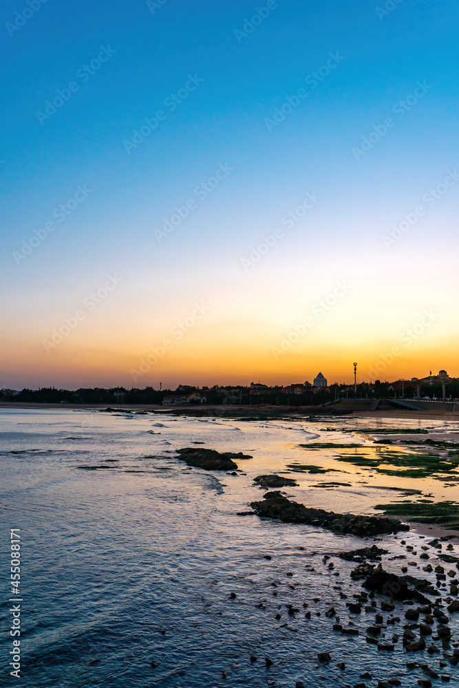 City coastline reef and sunset  landscape