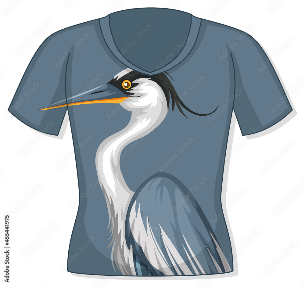 T-shirt with heron bird pattern