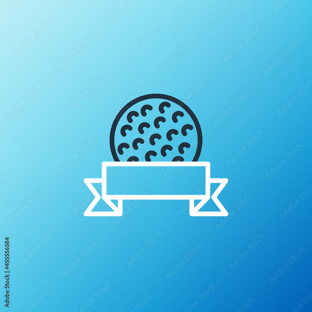 Line Golf ball icon isolated on blue background. Colorful outline concept. Vector