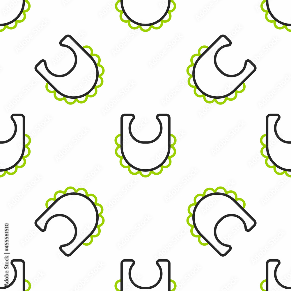 Line Baby bib icon isolated seamless pattern on white background. Vector