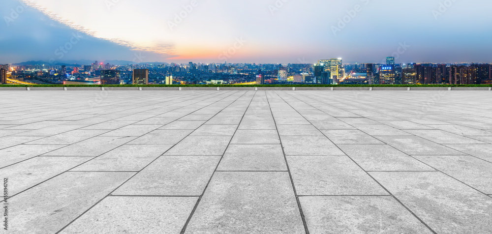 Road ground and urban architectural landscape