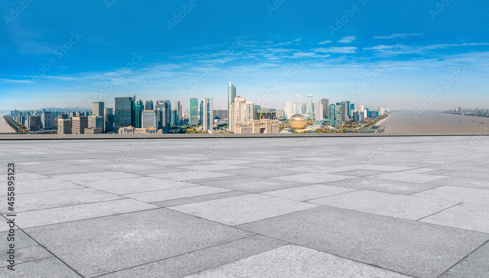 道路地面与城市建筑景观