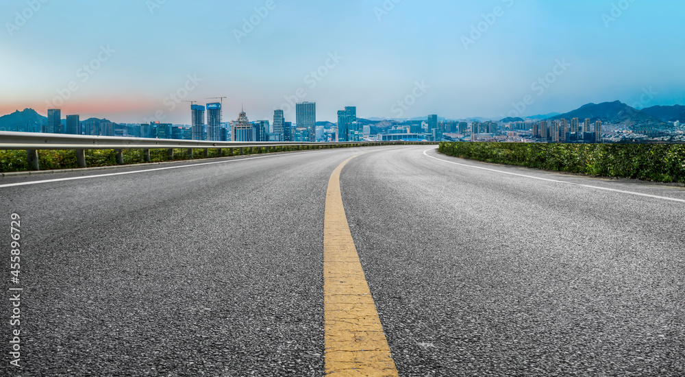 Road ground and urban architectural landscape