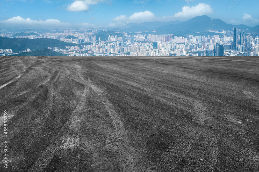 道路地面与城市建筑景观