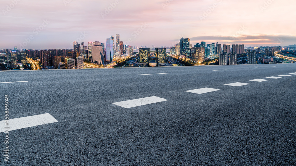 道路地面与城市建筑景观