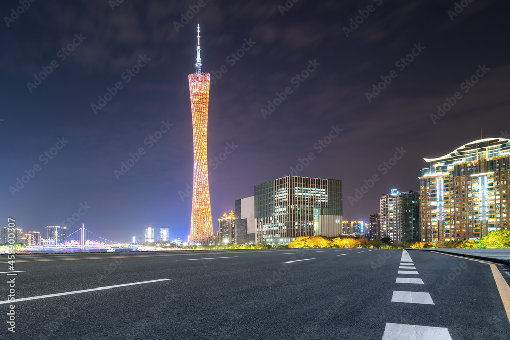 道路地面与城市建筑景观