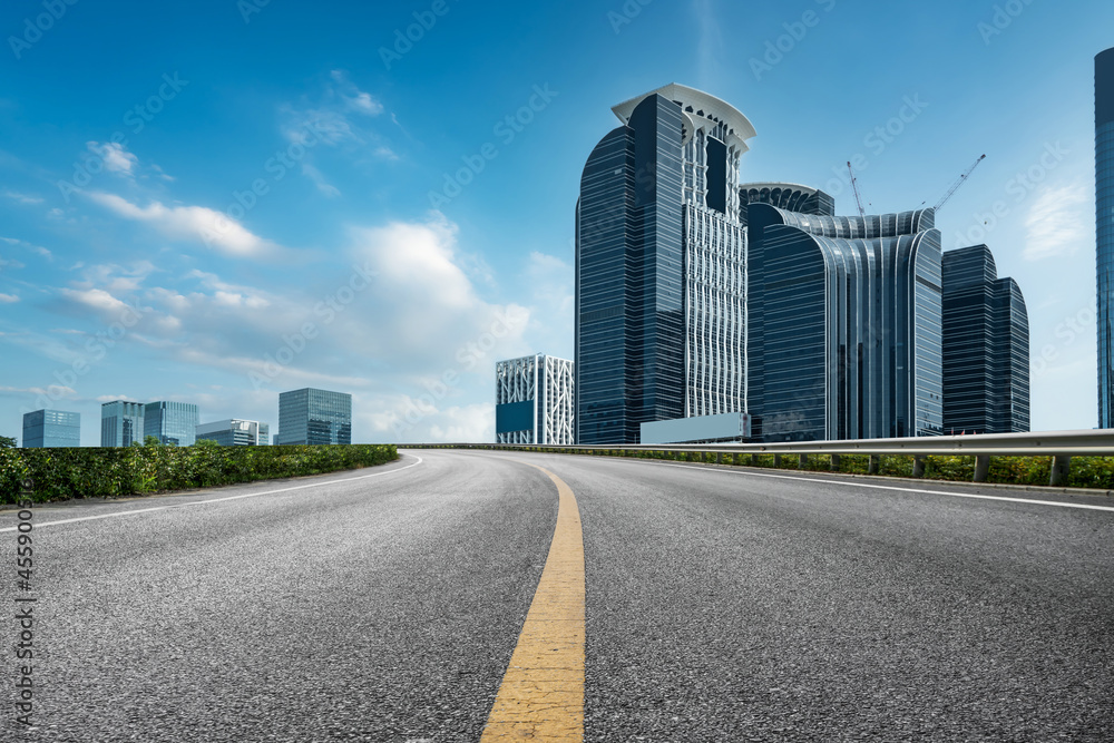 道路地面与城市建筑景观