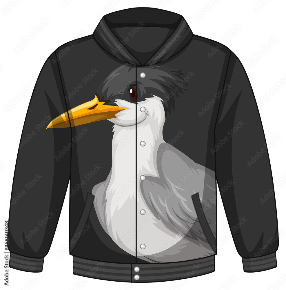 Front of bomber jacket with penguin pattern