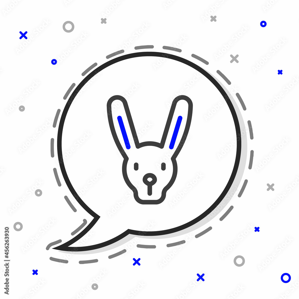 Line Rabbit with ears icon isolated on white background。魔术。神秘的娱乐概念。