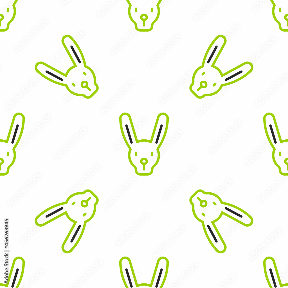 Line Rabbit with ears icon isolated无缝图案，白色背景。魔术。神秘进入