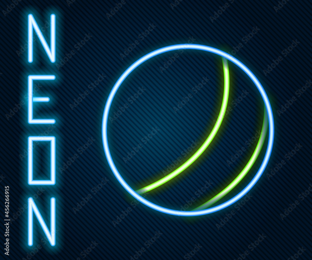 Glowing neon line Beach ball icon isolated on black background. Children toy. Colorful outline conce