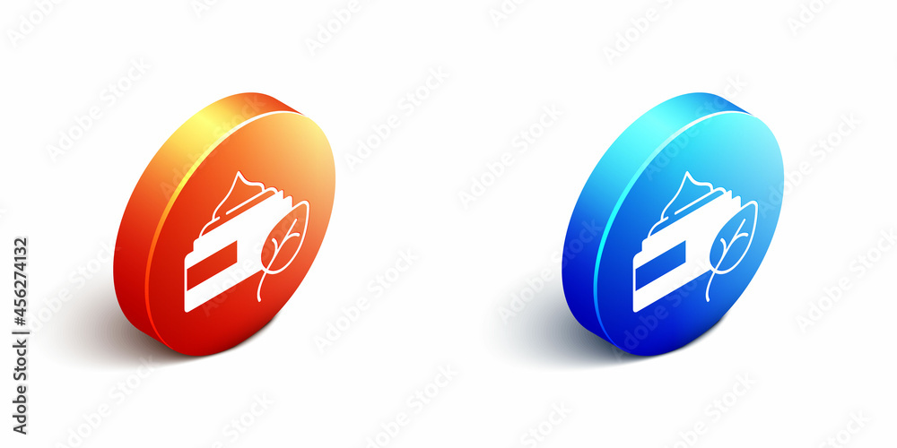 Isometric Organic cosmetic icon isolated Isometric background. Body care products. Orange and blue c