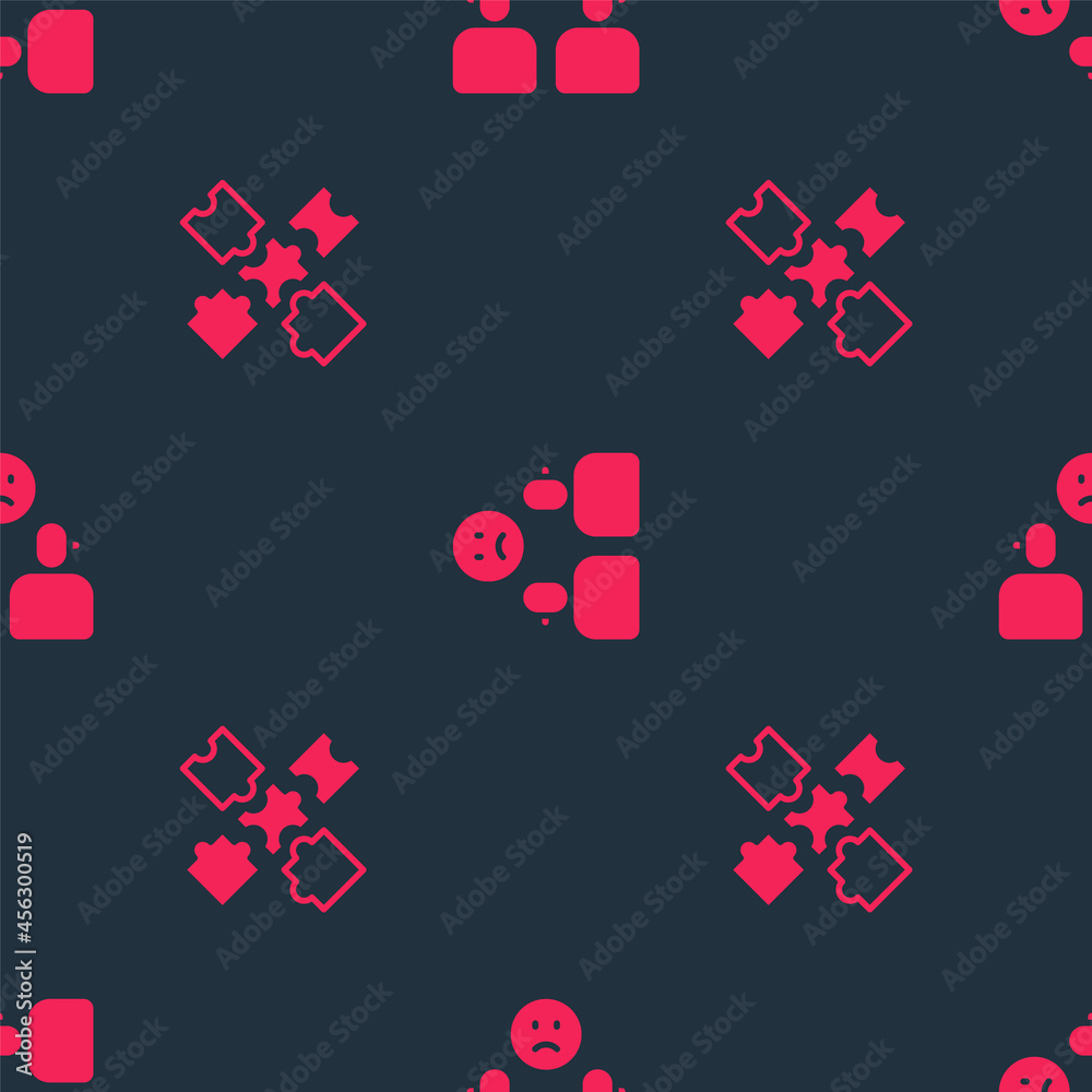 Set Puzzle pieces toy and Complicated relationship on seamless pattern. Vector