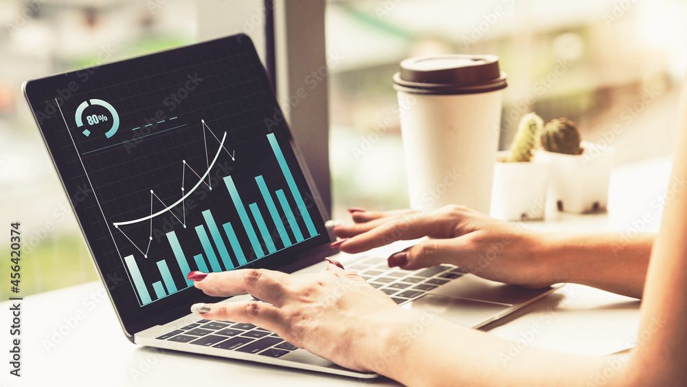 Business visual data analyzing technology by creative computer software . Concept of digital data fo