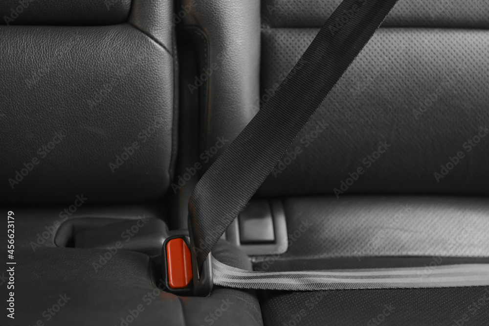 Fastened seat belt in car