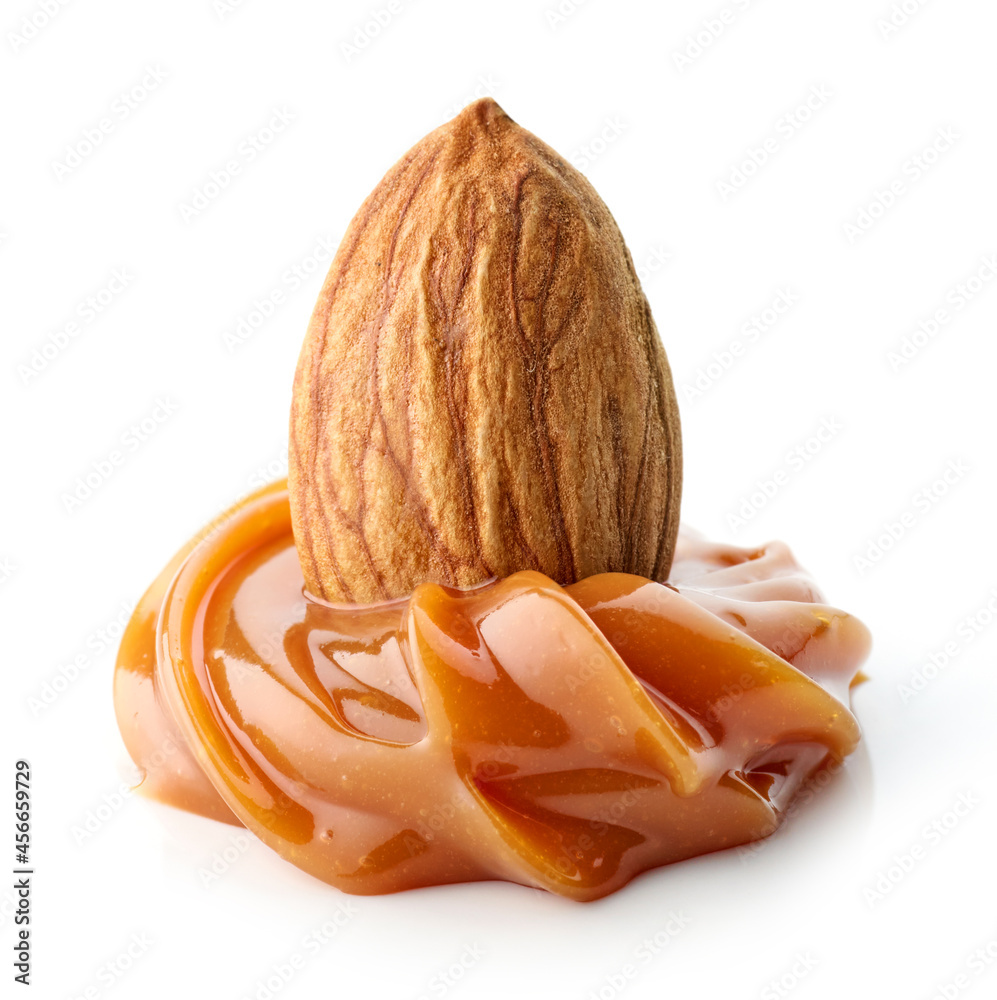 almond in melted caramel