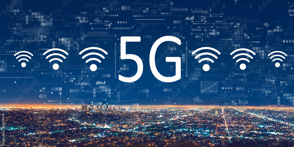 洛杉矶市中心夜间5G网络