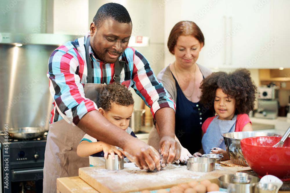 Family baking together in the kitchen