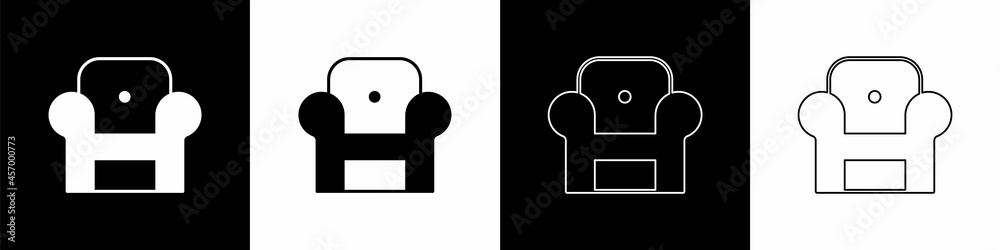 Set Armchair icon isolated on black and white background. Vector