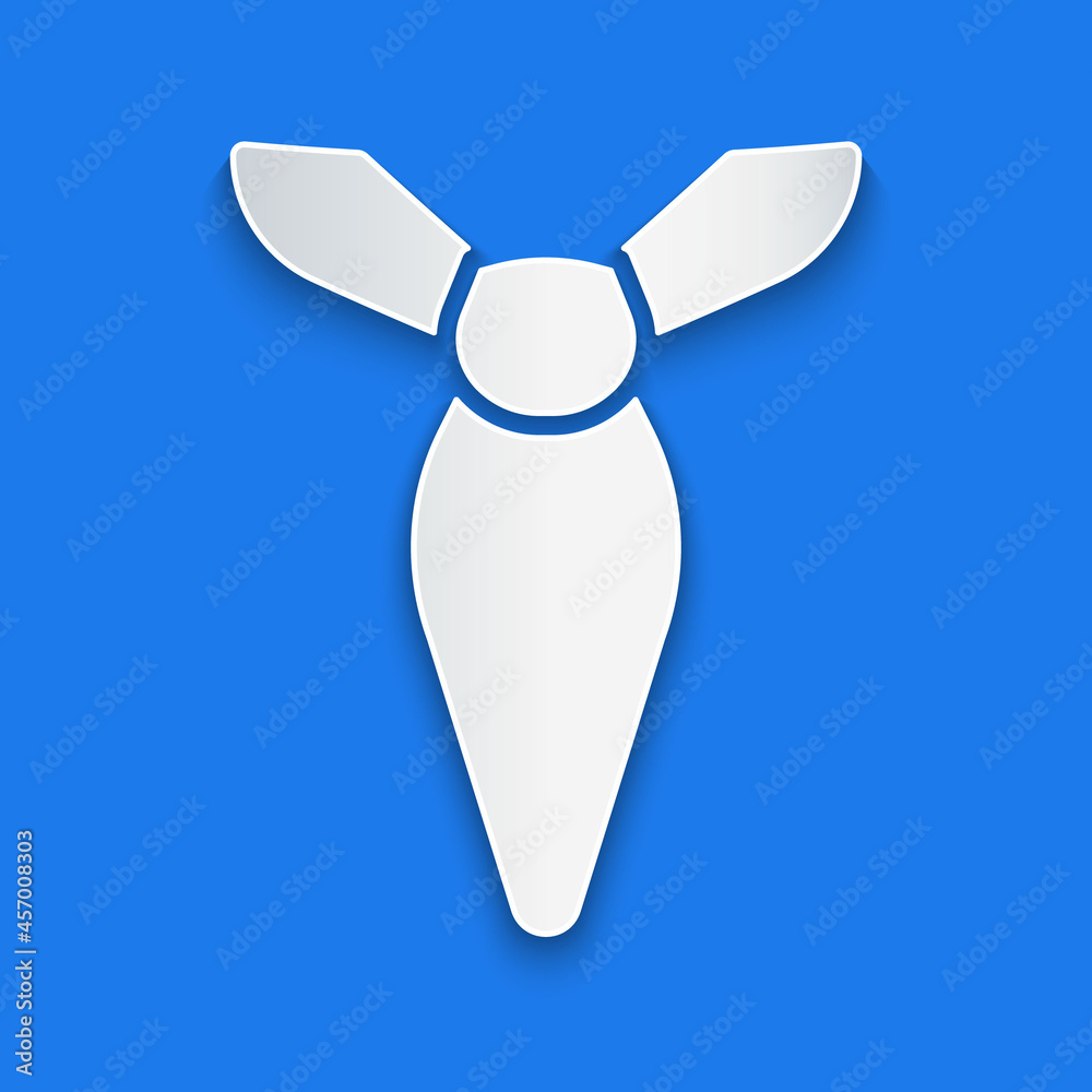 Paper cut Tie icon isolated on blue background. Necktie and neckcloth symbol. Paper art style. Vecto