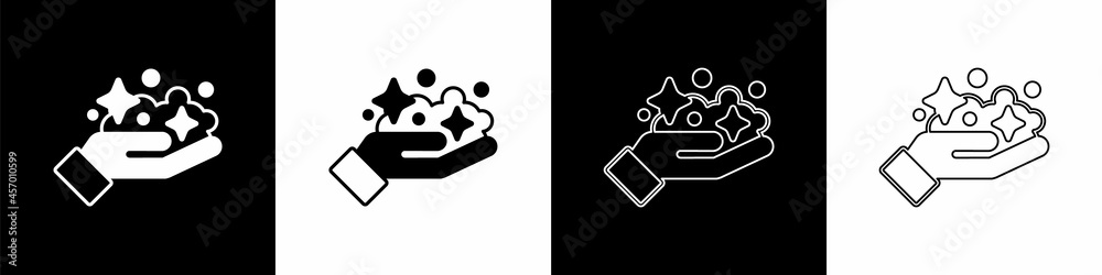 Set Gold mine icon isolated on black and white background. Vector