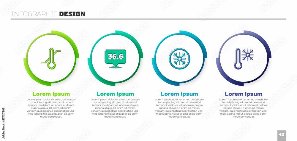 Set Meteorology thermometer, Medical, Snowflake and Thermometer with snowflake. Business infographic