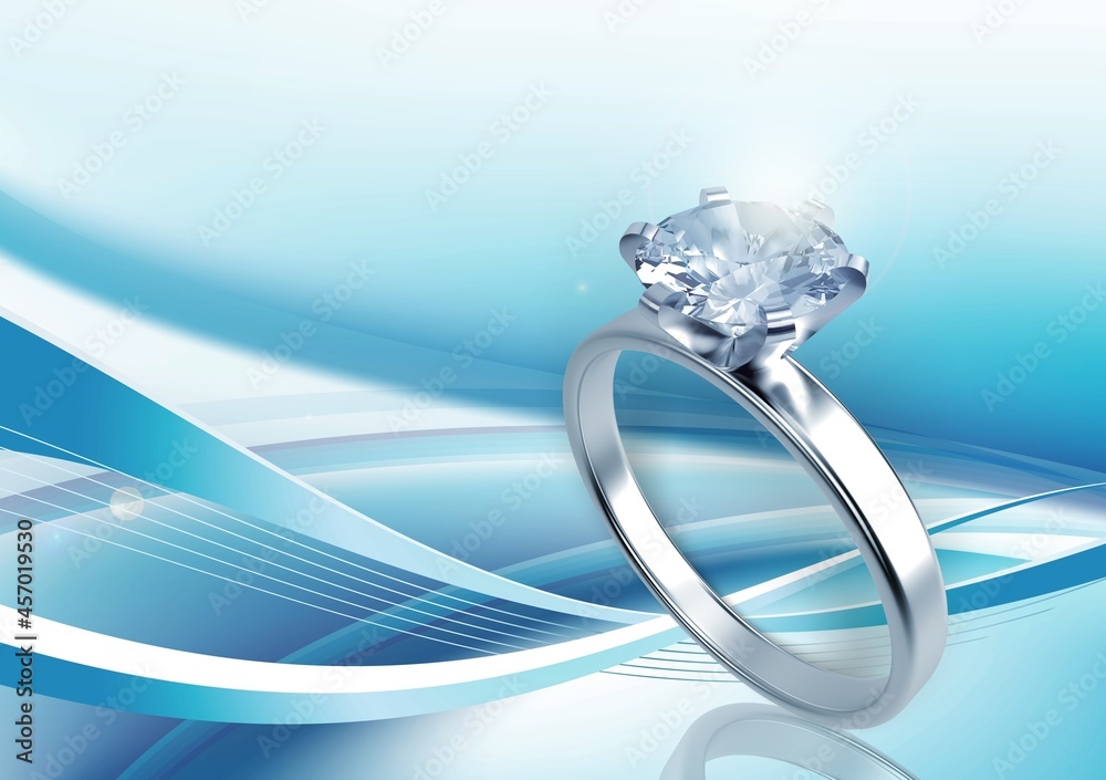 Beautiful ring accessory on a blue background