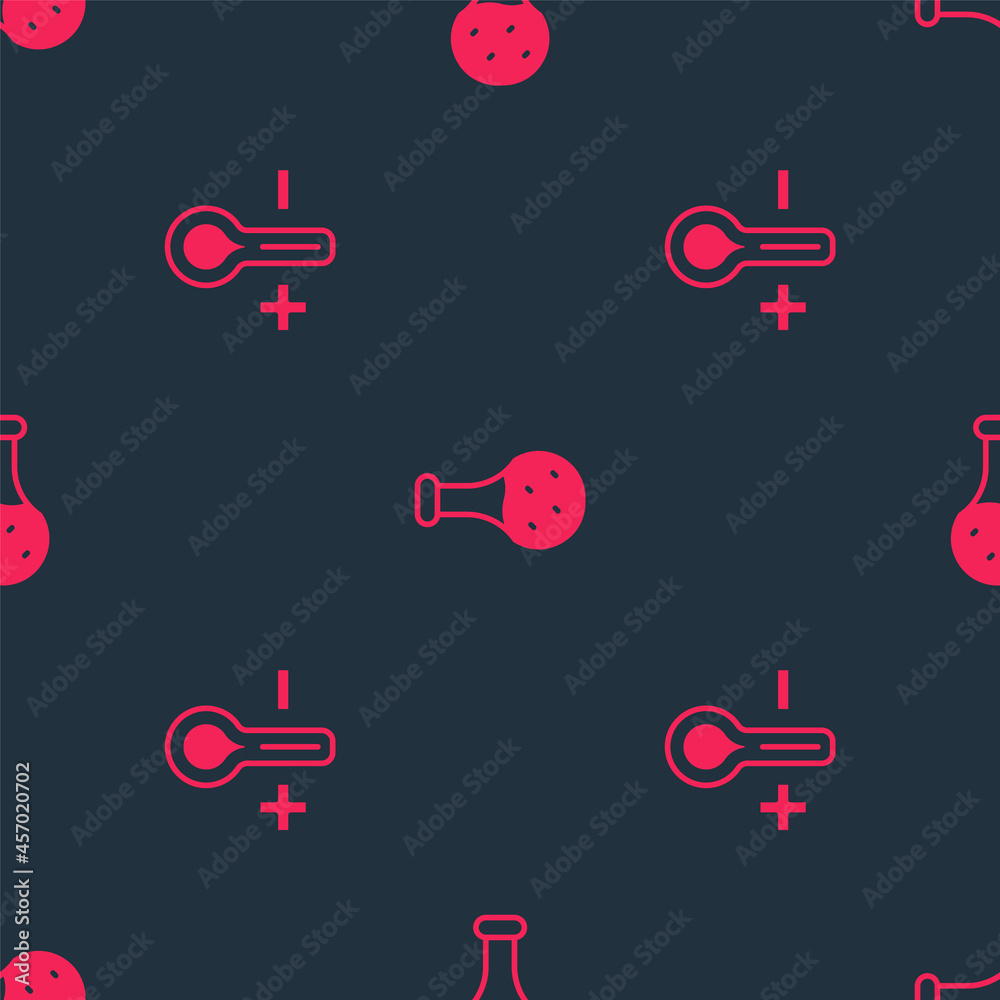 Set Thermometer and Test tube on seamless pattern. Vector