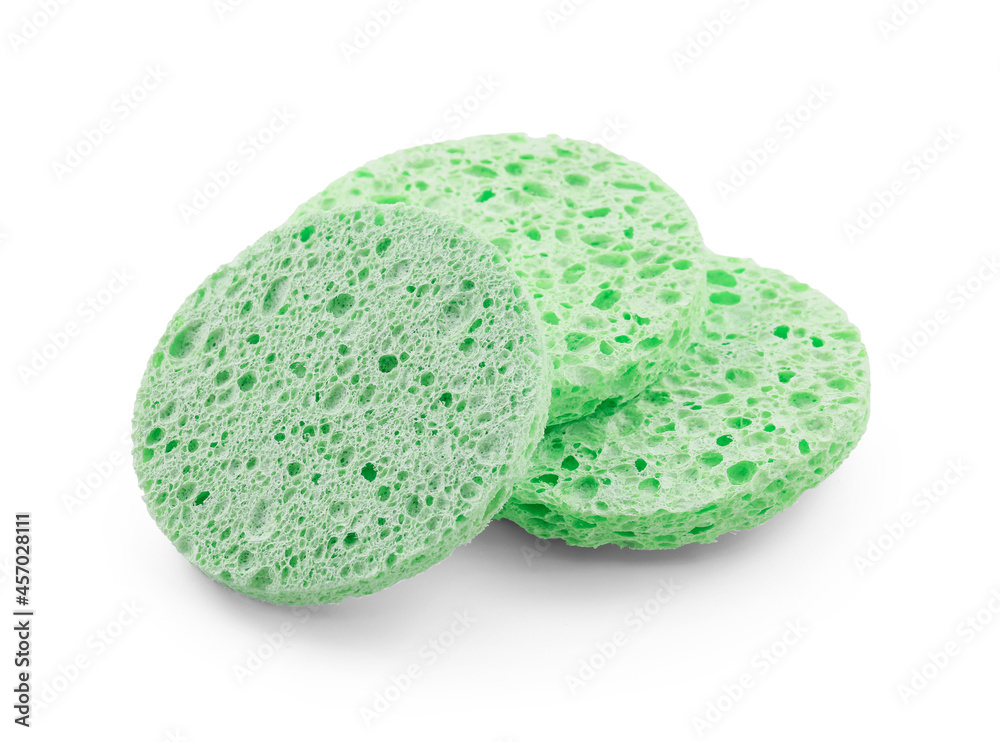 Sponges for makeup cleaning on white background