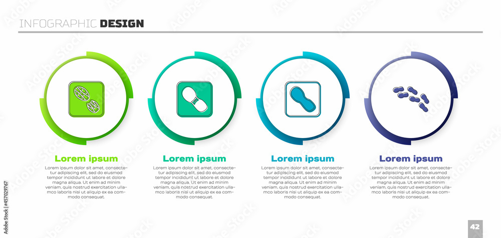 设置人类足迹鞋和。商业信息图模板。Vector
