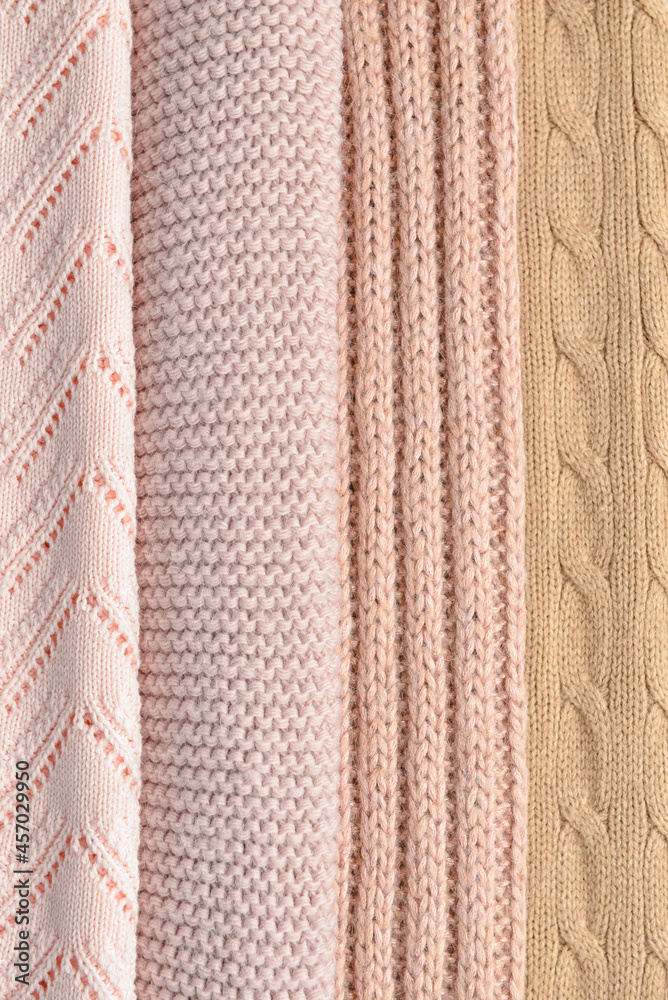 Texture of different knitted fabric as background