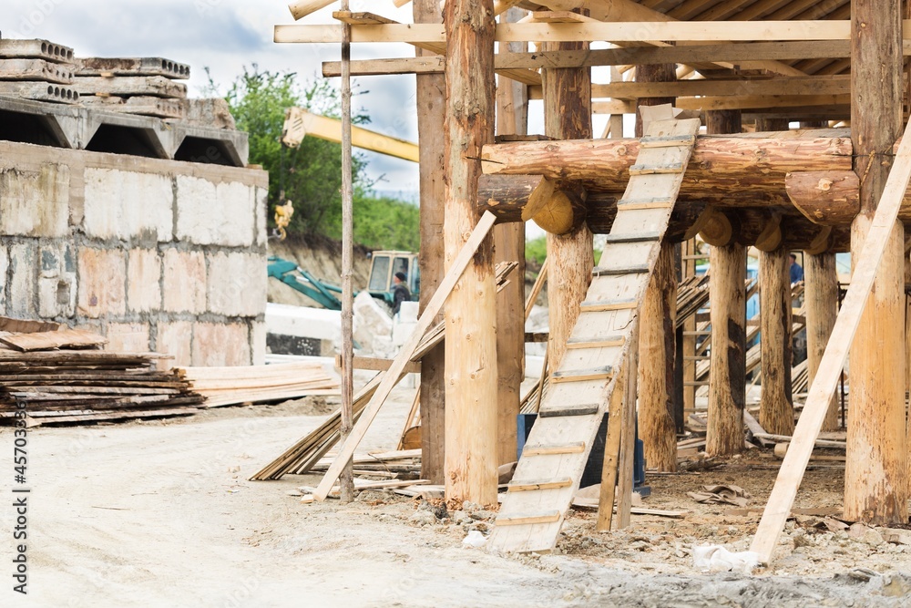 an interior view of a house attic under construction