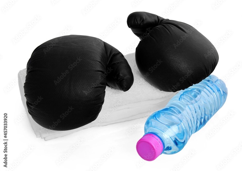 Boxing Gloves, Towel And Water Bottle