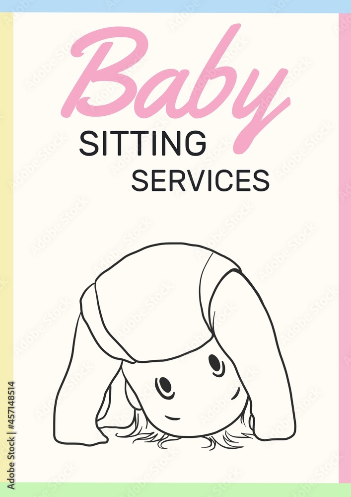 Baby sitting services text over baby icon against white background