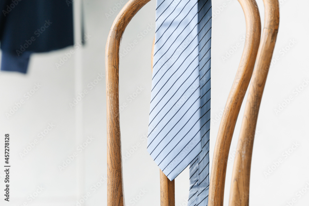 Chair with stylish necktie, closeup