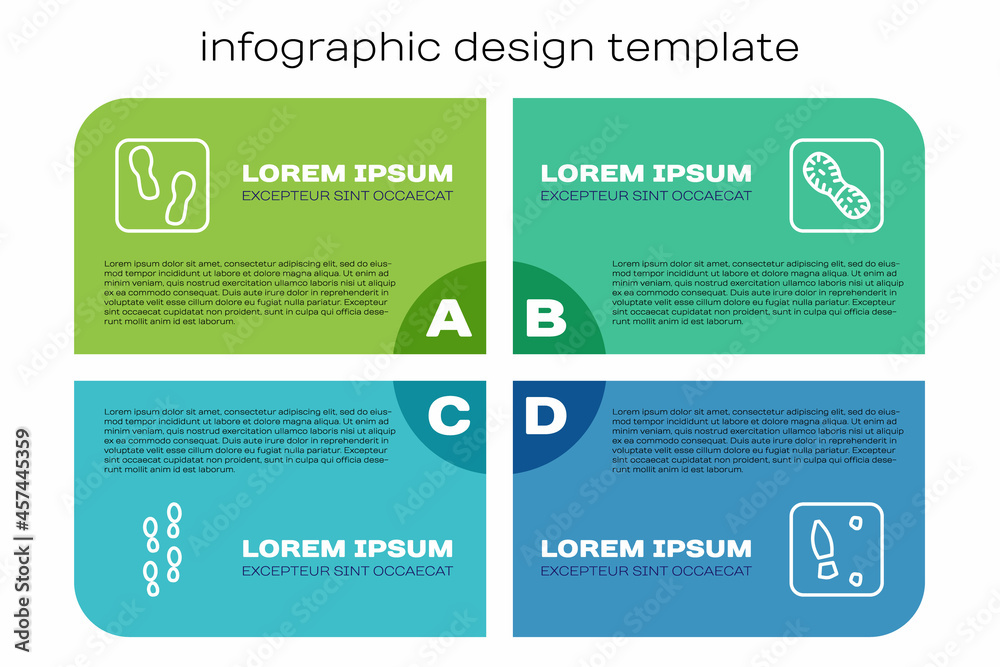 Set line Human footprints shoes，and.Business infographic template.Vvector（设定线人类足迹鞋和商业信息图模板.Vvector）