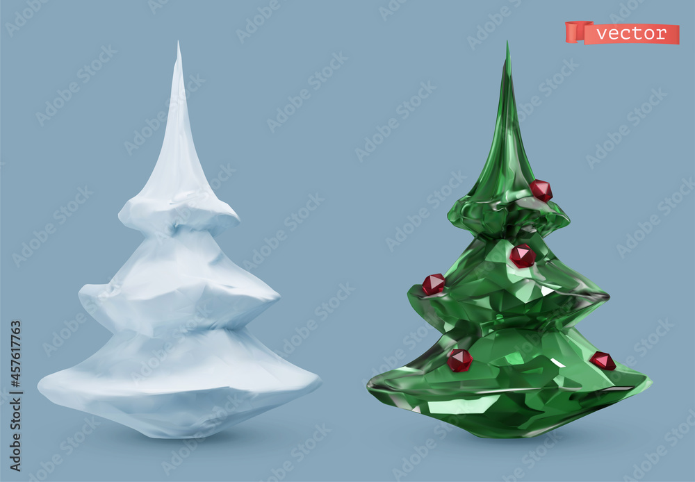 Christmas tree. 3d realistic vector icons christmas decoration