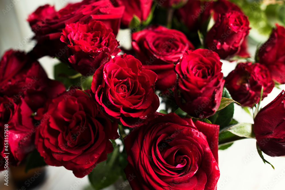 Closeup of a bouquet of roses