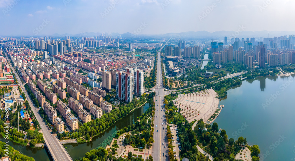 Aerial photography of Zaozhuang city scenery in China