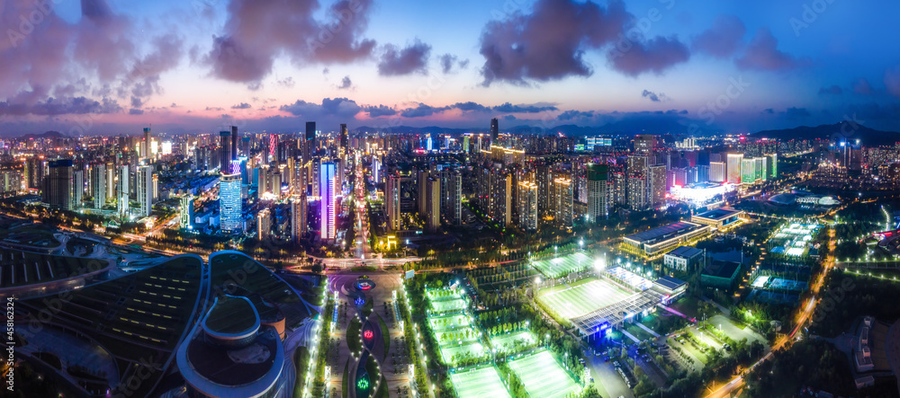 Aerial photography China Rizhao city architecture landscape coastline