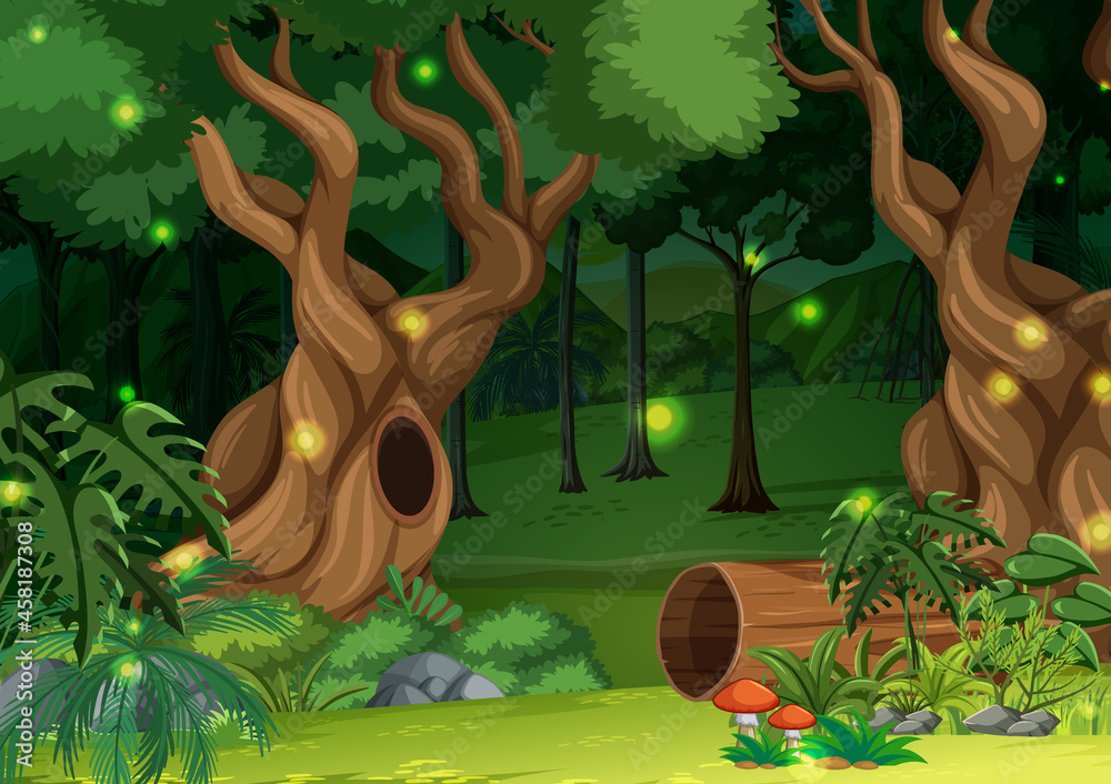 Enchanted forest landscape background