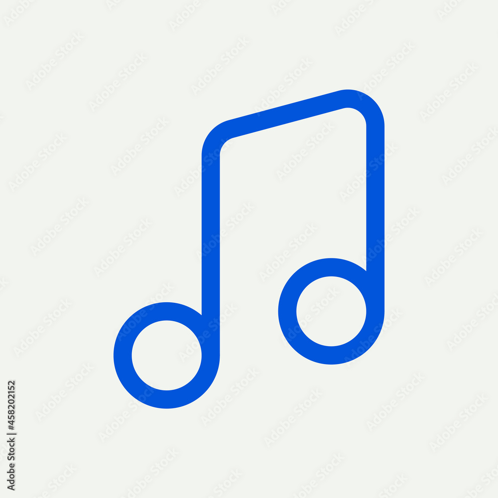 Music note icon blue vector for social media app minimal line