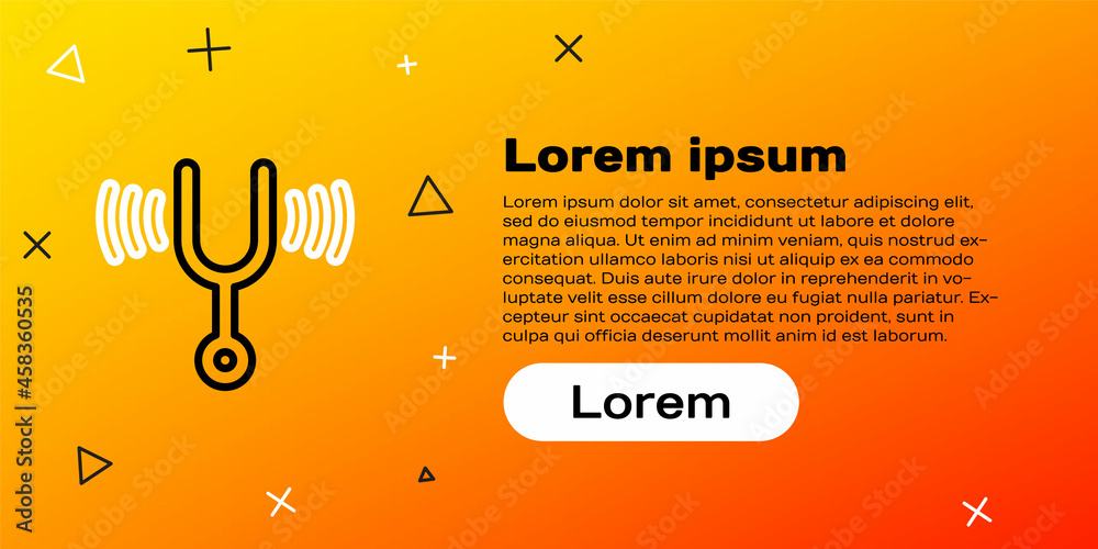 用于调谐乐器的Line音乐音叉图标隔离在黄色背景上。五颜六色