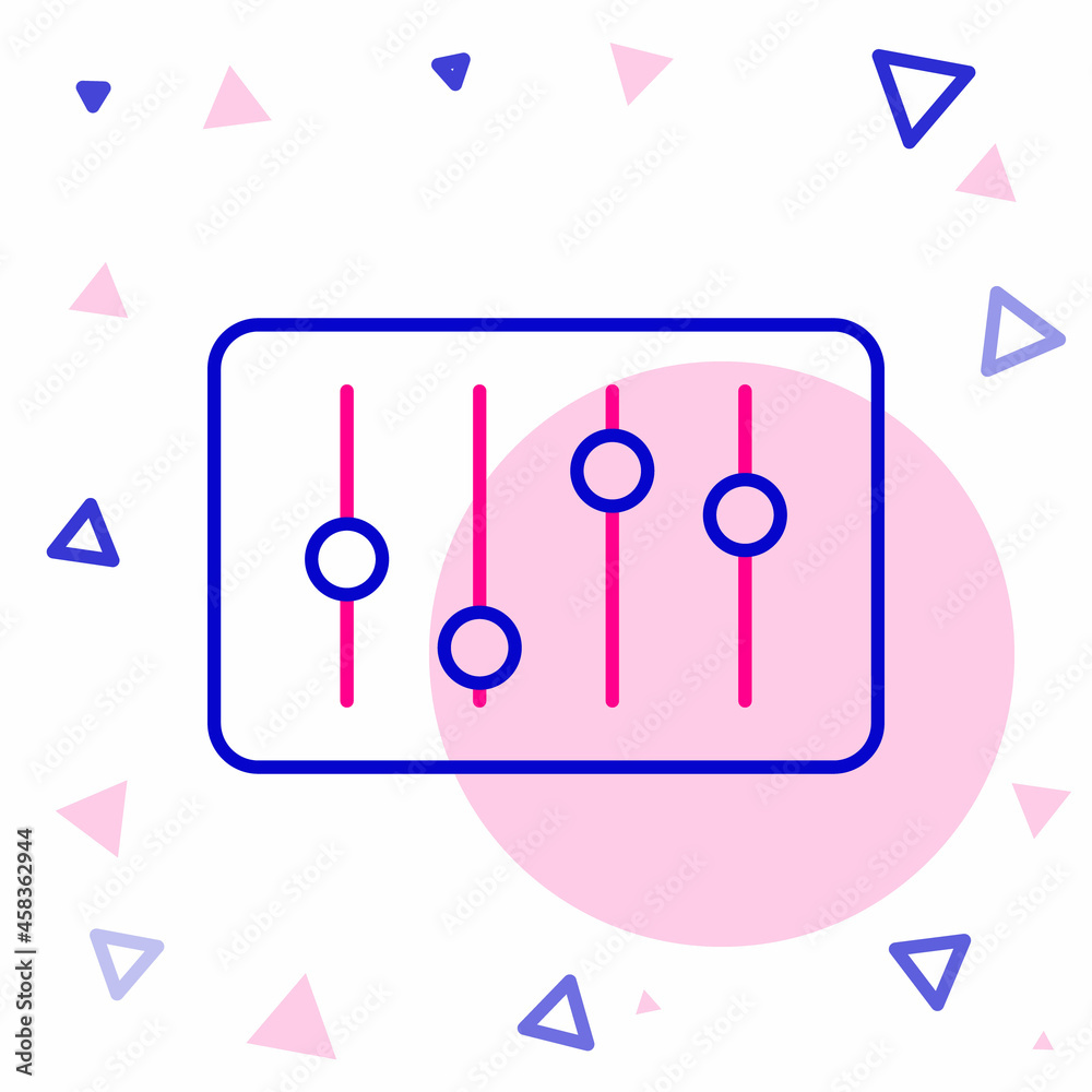 线路混音器控制器图标隔离在白色背景上。Dj设备滑块按钮。混音c