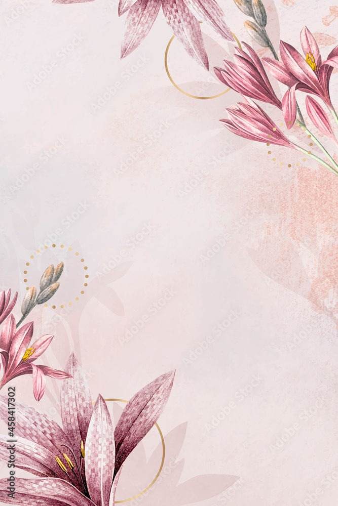 Pink amaryllis pattern background vector