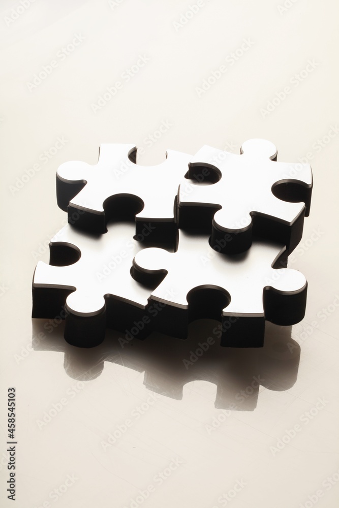 Jigsaw toy Puzzle Pieces on the desk