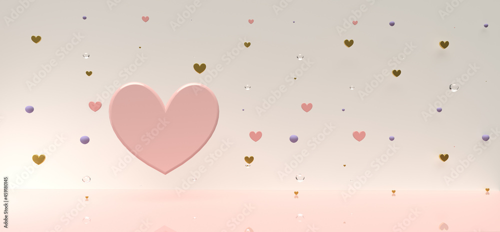 Hearts - Appreciation and love theme - 3D render illustration